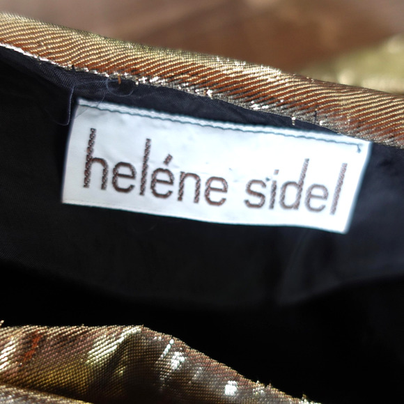 Vintage Helene Sidel Top 10 Gold Metallic Ruched Strapless Party 90s Retro Glam - Picture 3 of 11